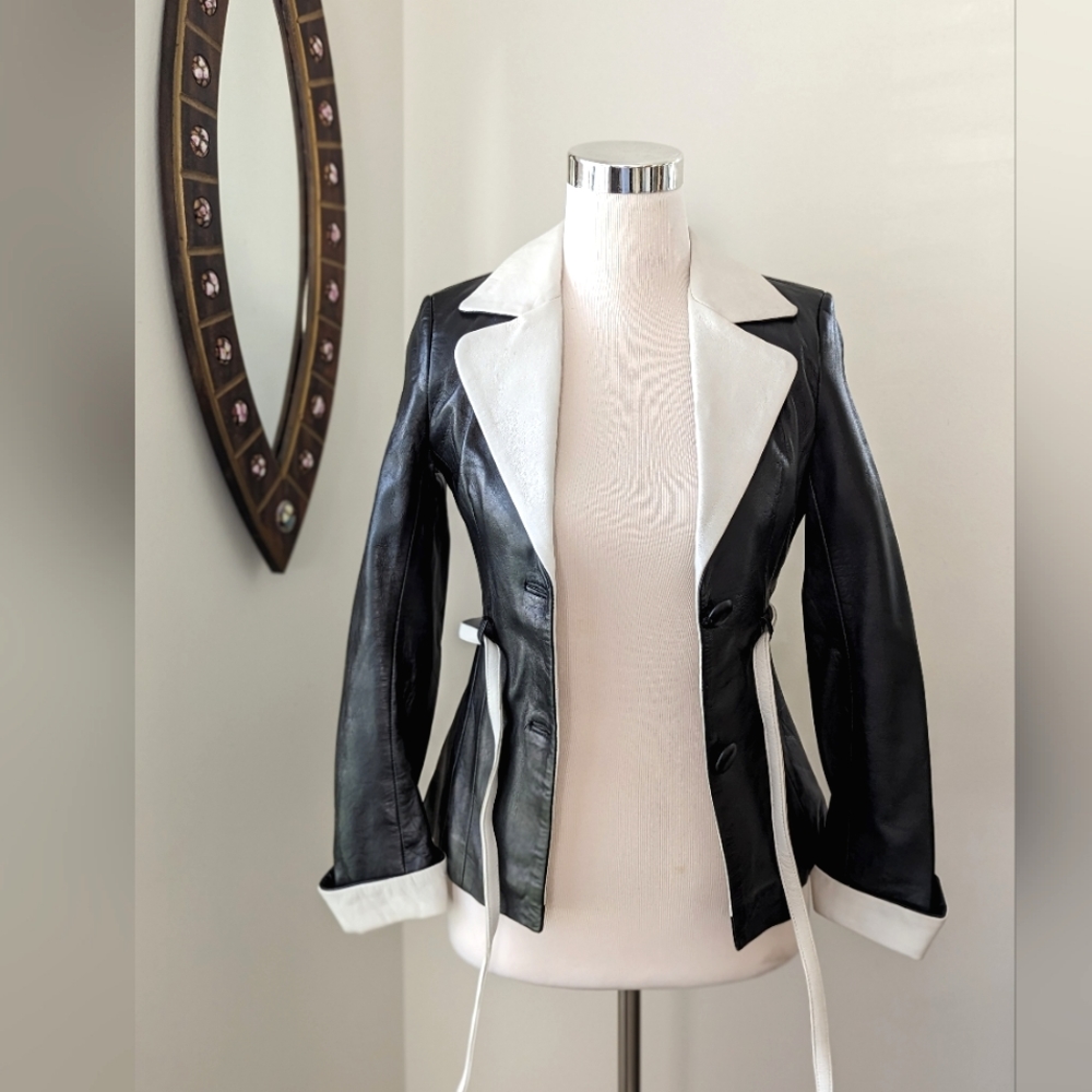 Lambskin Leather Fitted Blazer